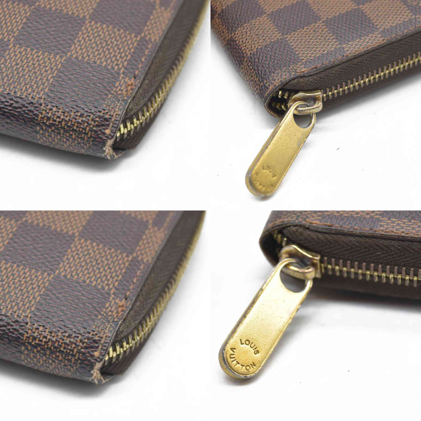 $915 2011 Louis Vuitton Damier Zippy Zip Around Long Wallet Purse Brown CA5101