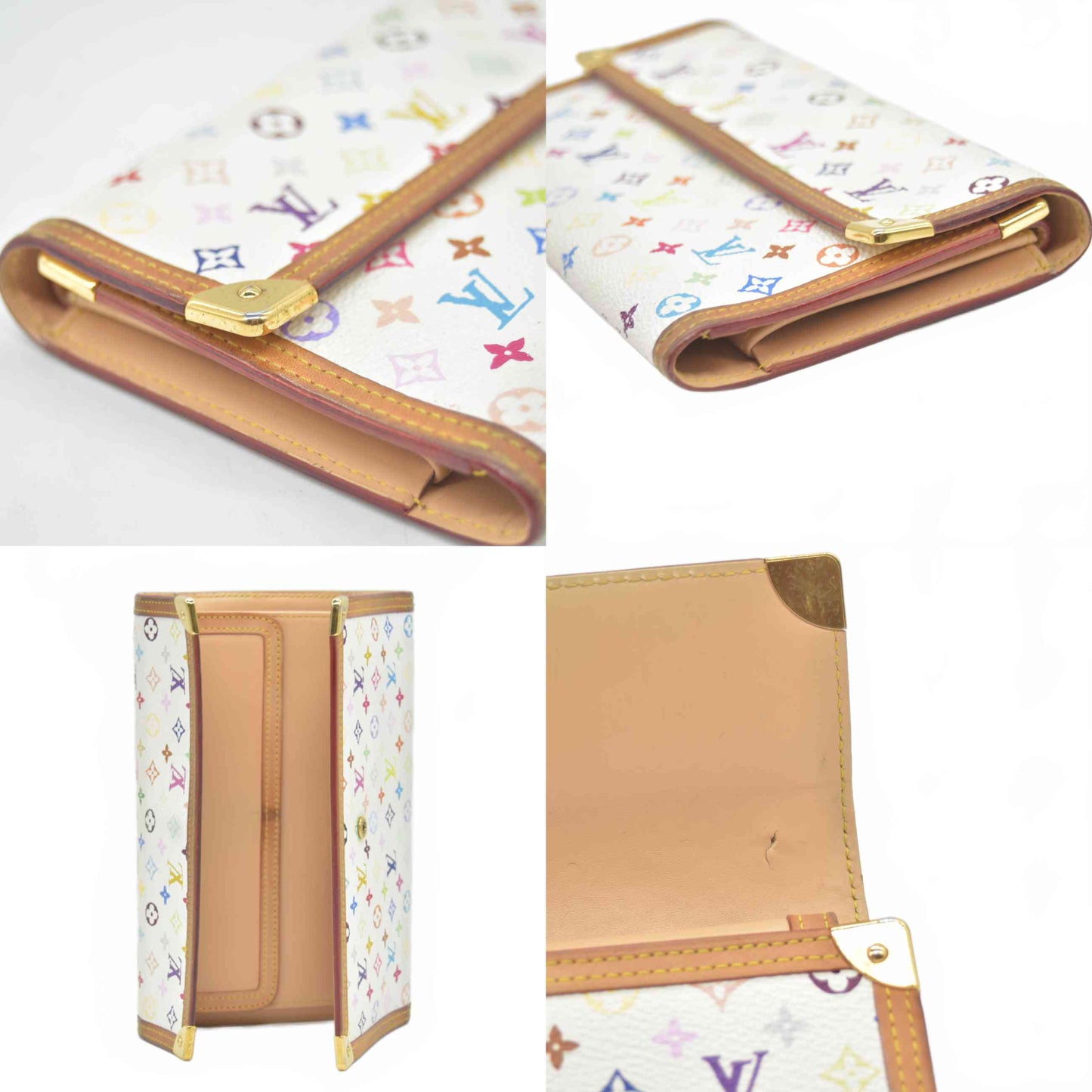 $795 2004 Louis Vuitton White Murakami Multicolor Porte Tresor International Wallet TH0034 CONSIGNMENT