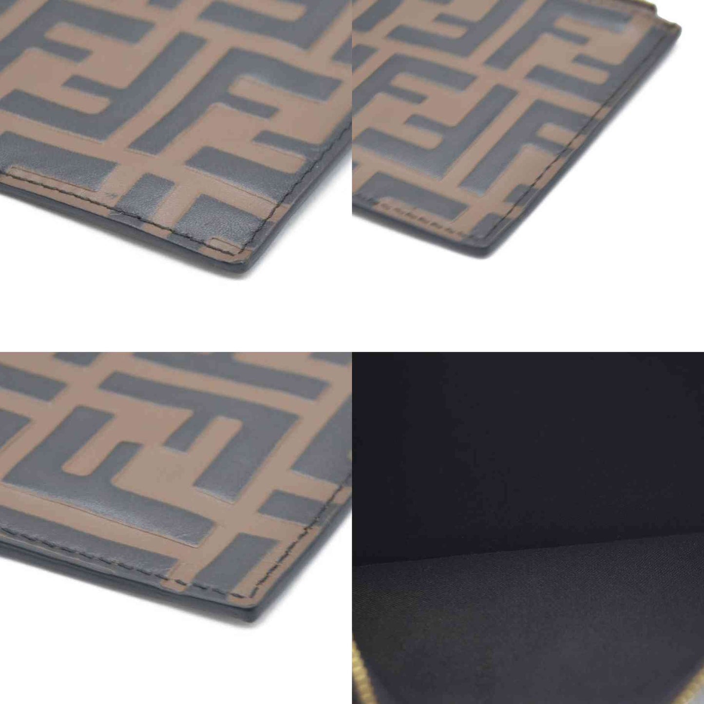 AUCTION $1550 Fendi Vitello Soft F is Fendi Bi-Color FF 1974 Embossed Envelope Wallet On Chain with Pouches Maya Black Insert Zipper