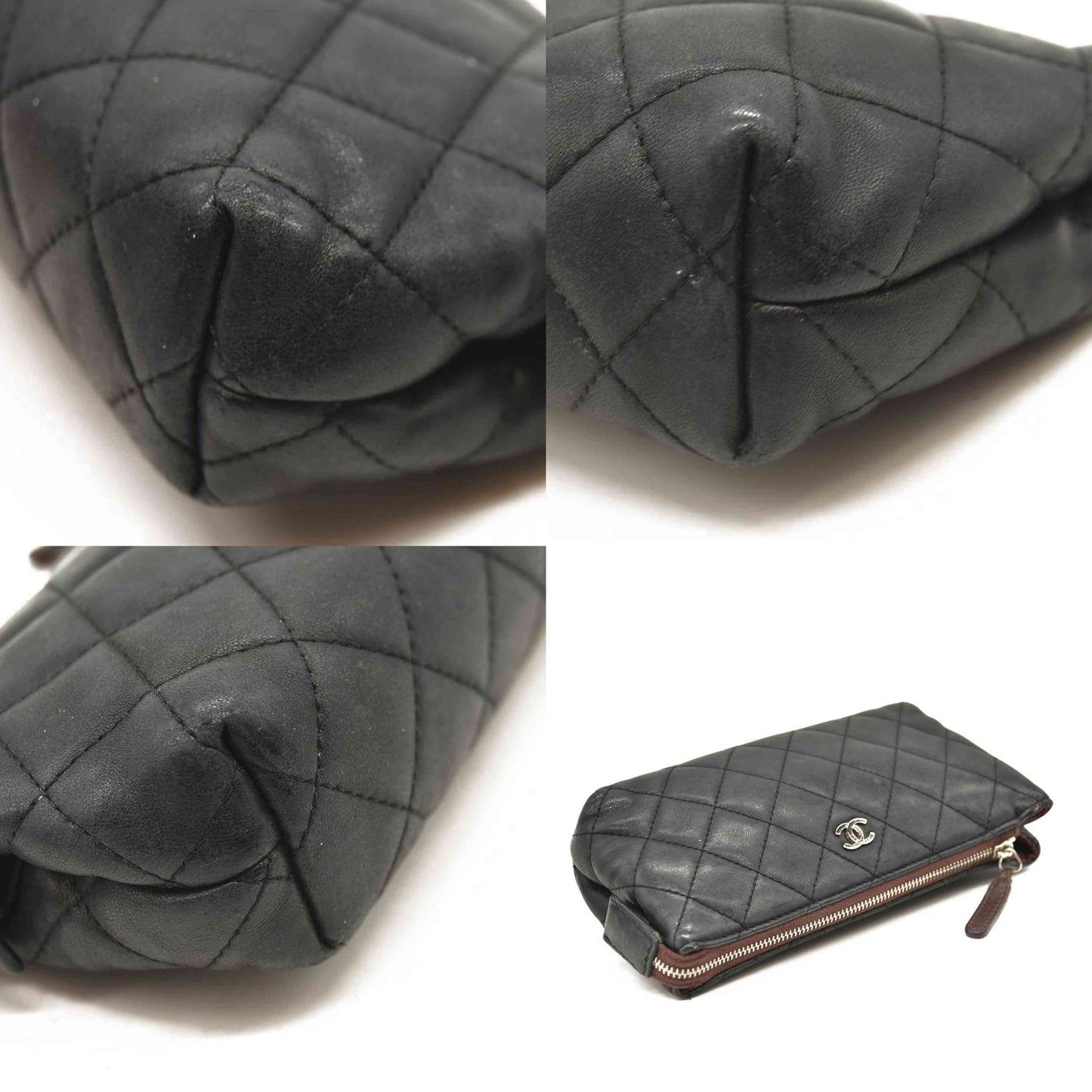 Chanel Lambskin Quilted Cosmetic Case Black