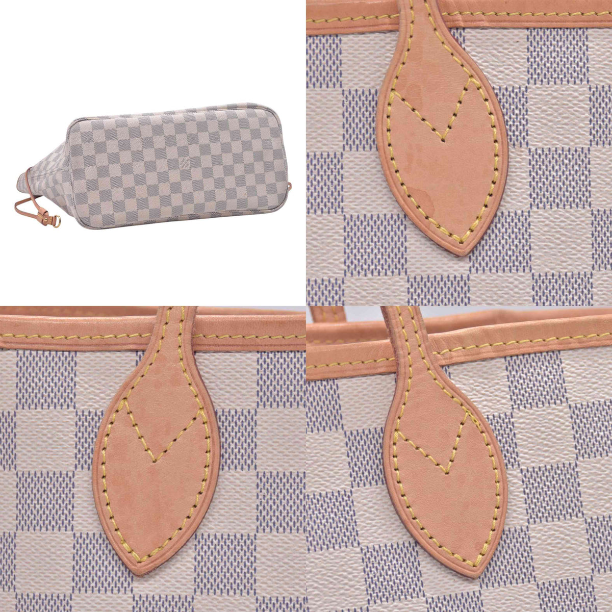 $2240 2018 Louis Vuitton Damier Azur Neverfull MM Rose Ballerine with Pouch 10021297