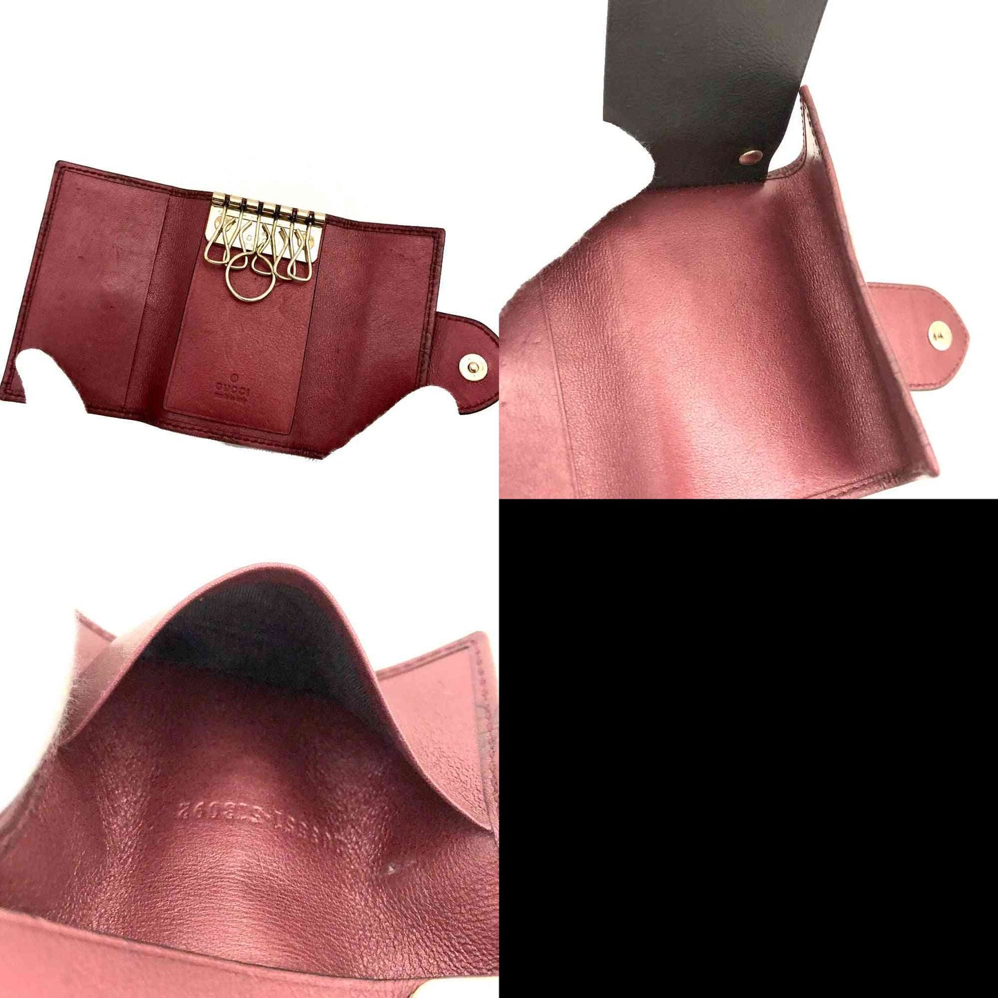 GUCCI Ssima GG Logo Heart Leather 6 Ring Key Case Red