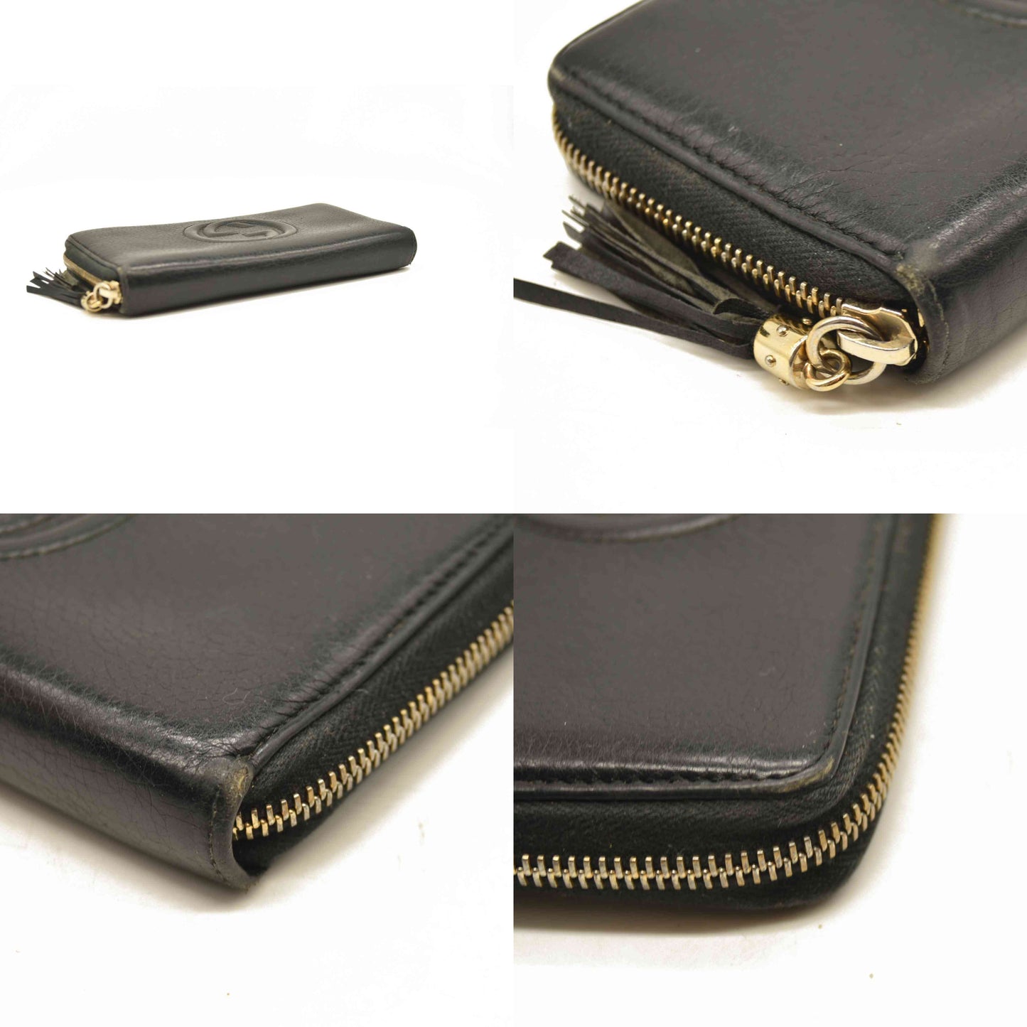 Gucci  Pebbled Calfskin Soho Zip Around Wallet Black