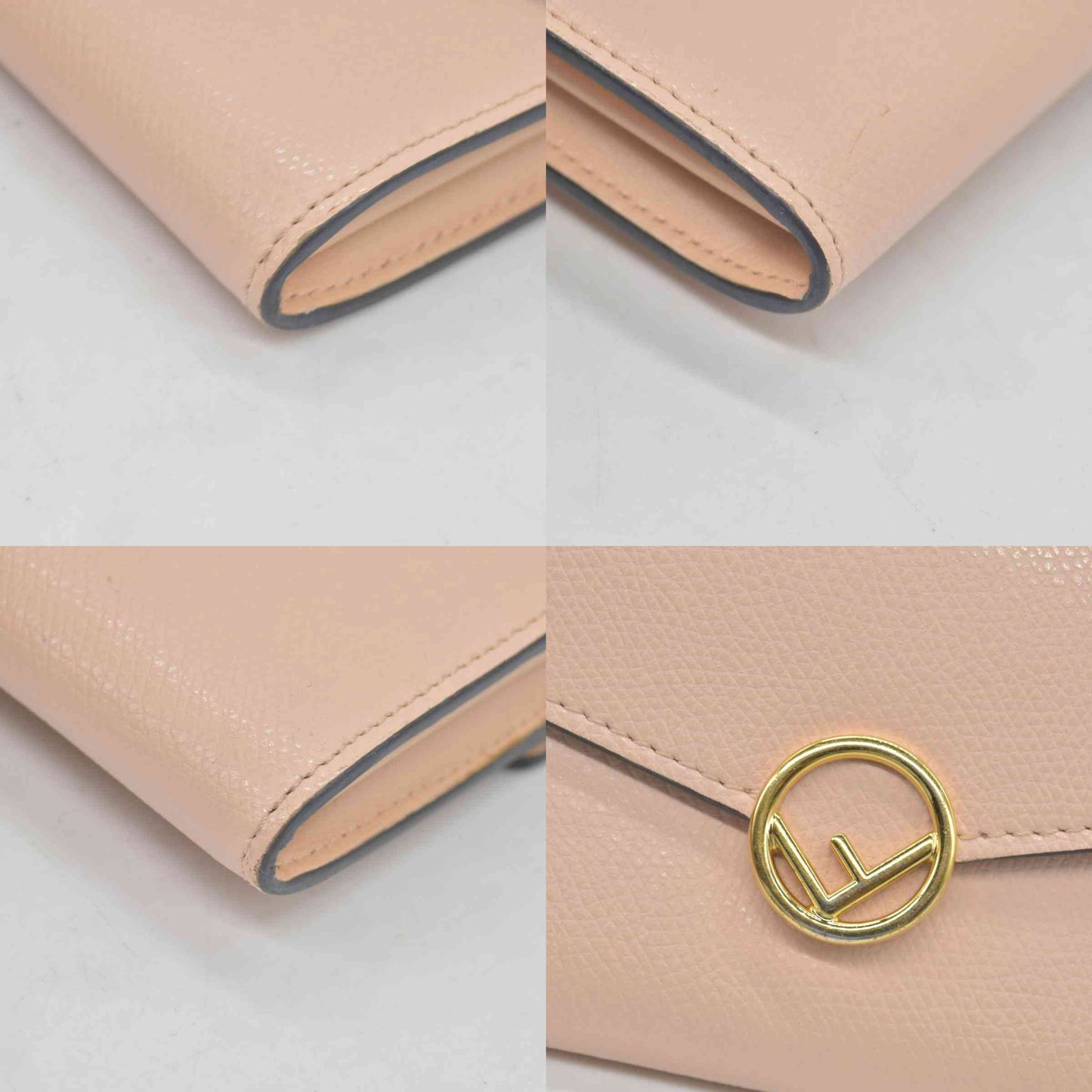$795 FENDI Vitello Cruise F is Fendi Envelope Wallet Pale Pink