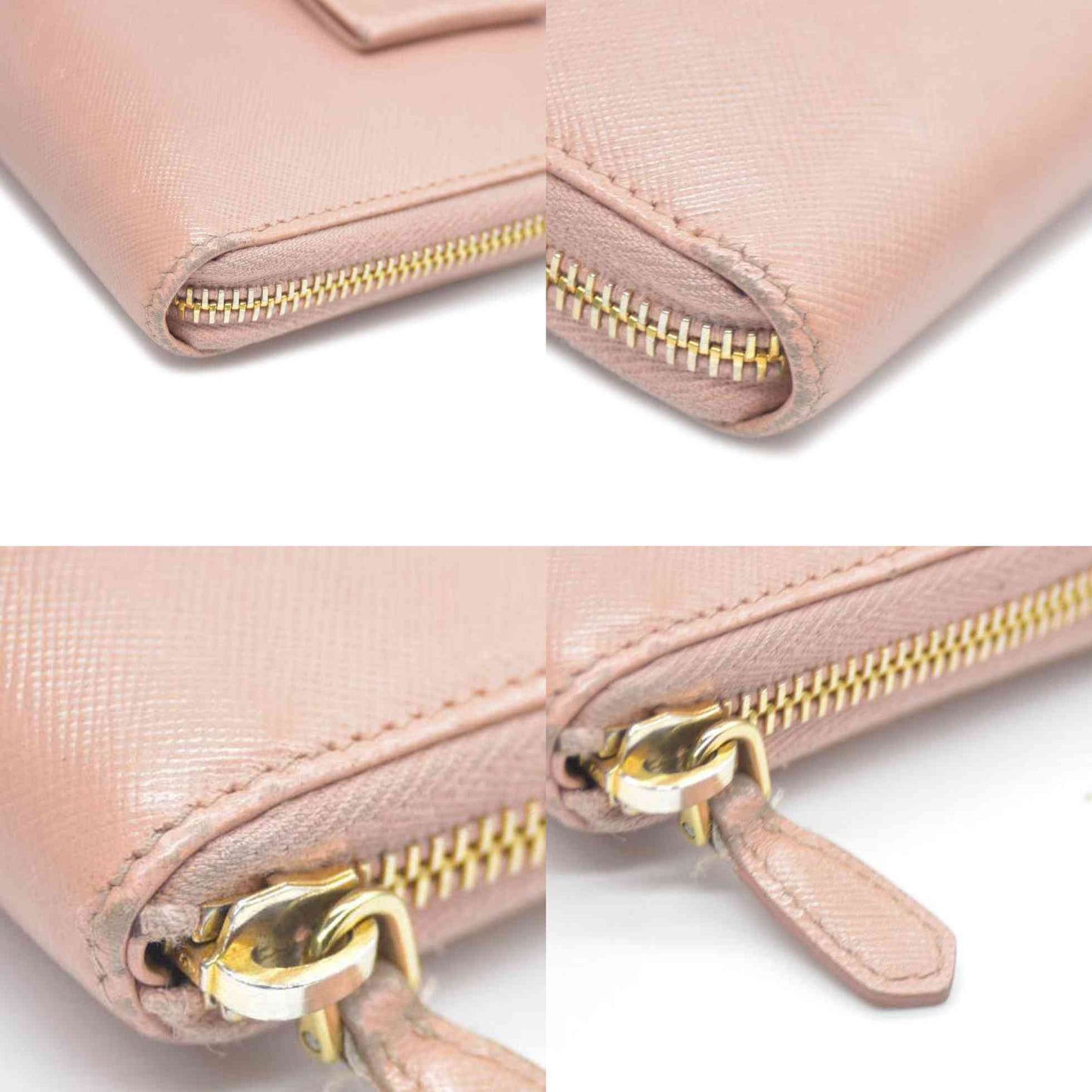 PRADA Saffiano Ribbon Leather Zip Around Long Wallet Pink