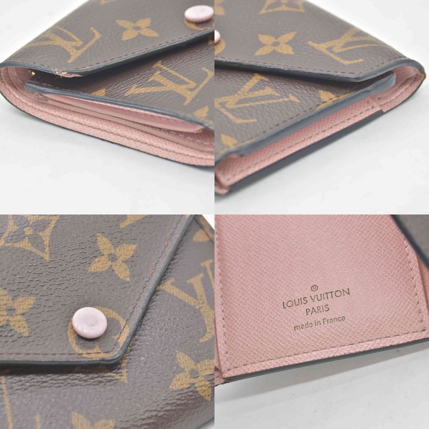 $755 LOUIS VUITTON Portefeuille Victorine M62360 Rose Ballerine Monogram MI4118