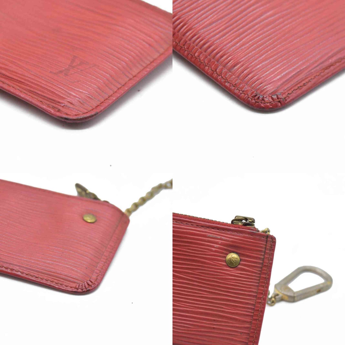 AUCTION $445 Louis Vuitton  Epi Key Pouch Castillan Red