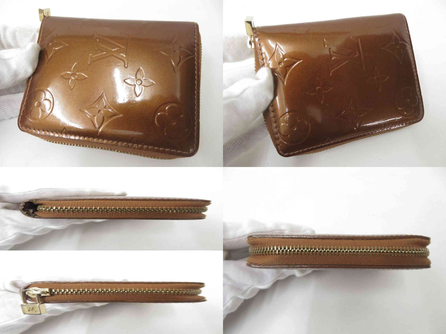$695 2003 Louis Vuitton Monogram Vernis Bloom Compact Zippy Coin Wallet BJ0013