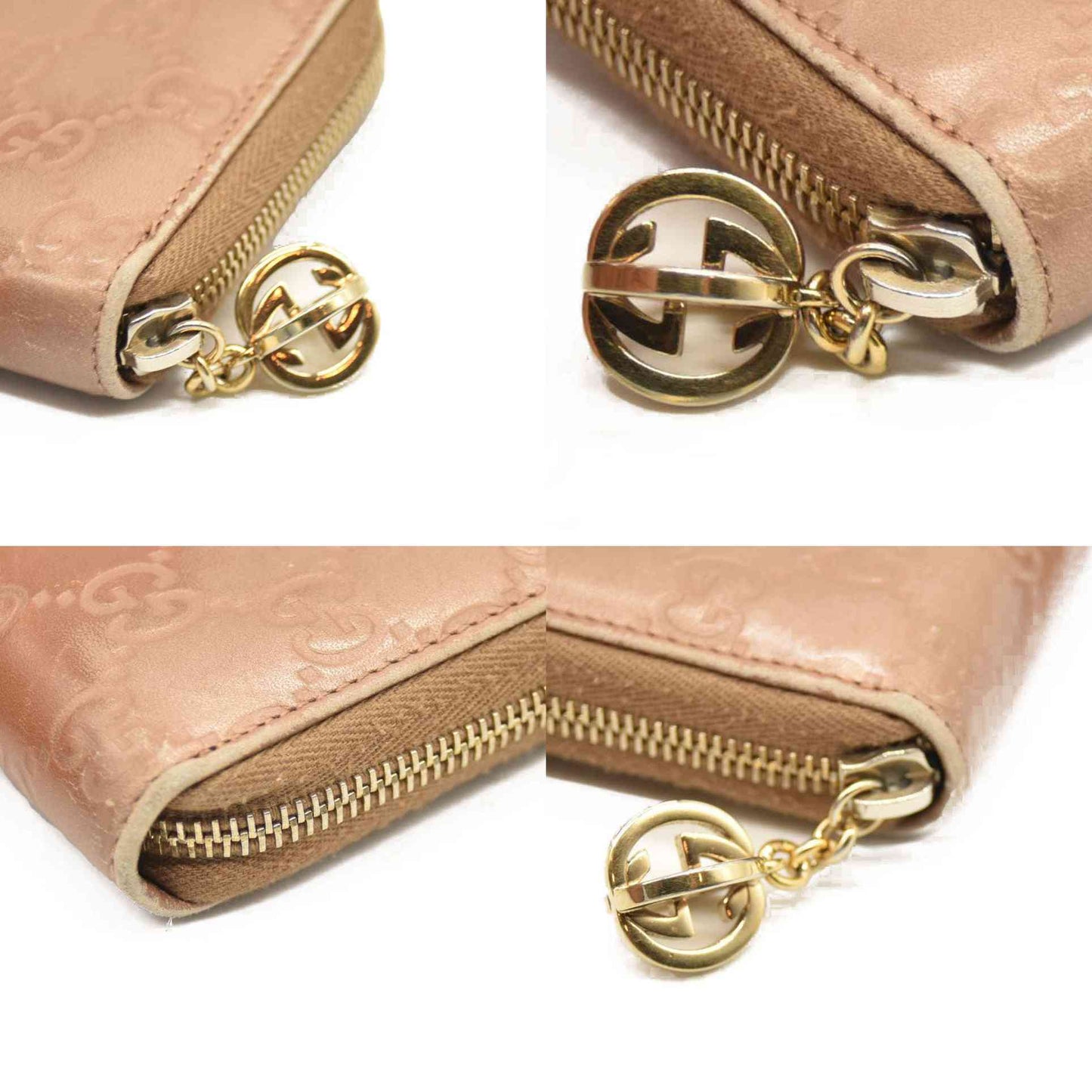 Gucci  Metallic Guccissima Lovely Zip Around Wallet Pink