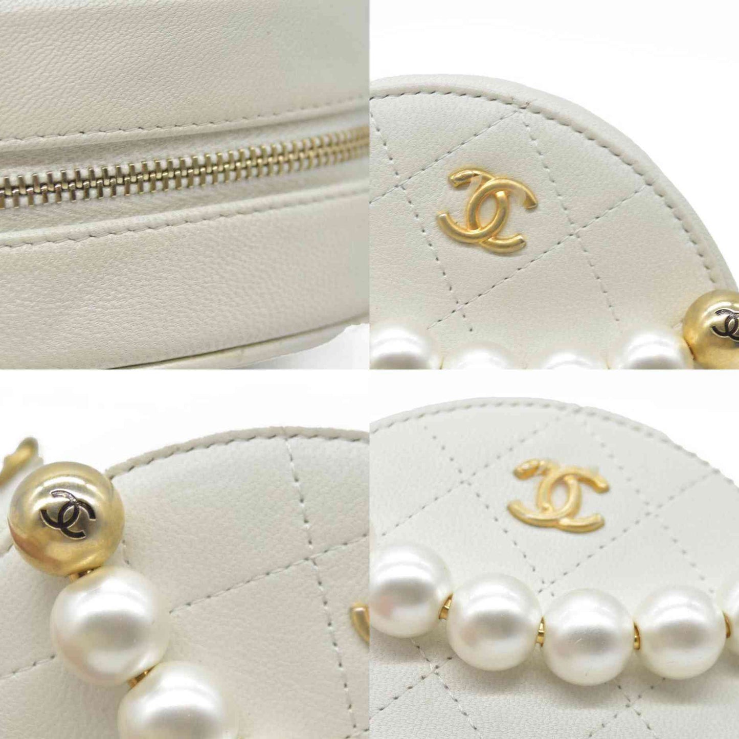 $3100 Chanel Lambskin Quilted Pearl Round Clutch With Chain White 29 2020