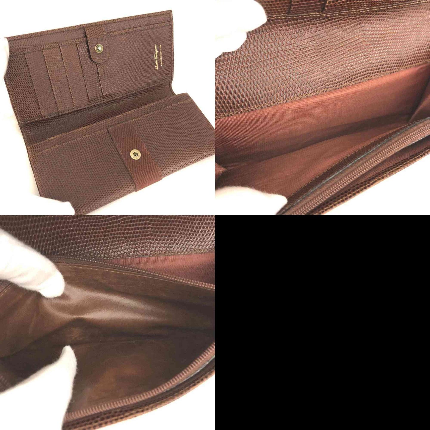 $650 Ferragamo Vara Bow Leather Continental Wallet Brown