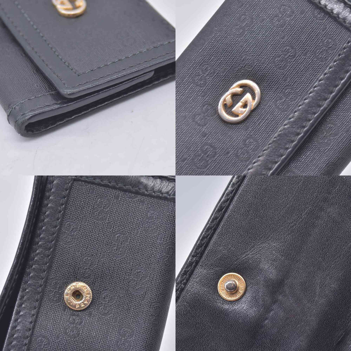 $380 GUCCI Microguccissima Canvas Interlocking GG 6-Key Case Black CONSIGNMENT 10021204