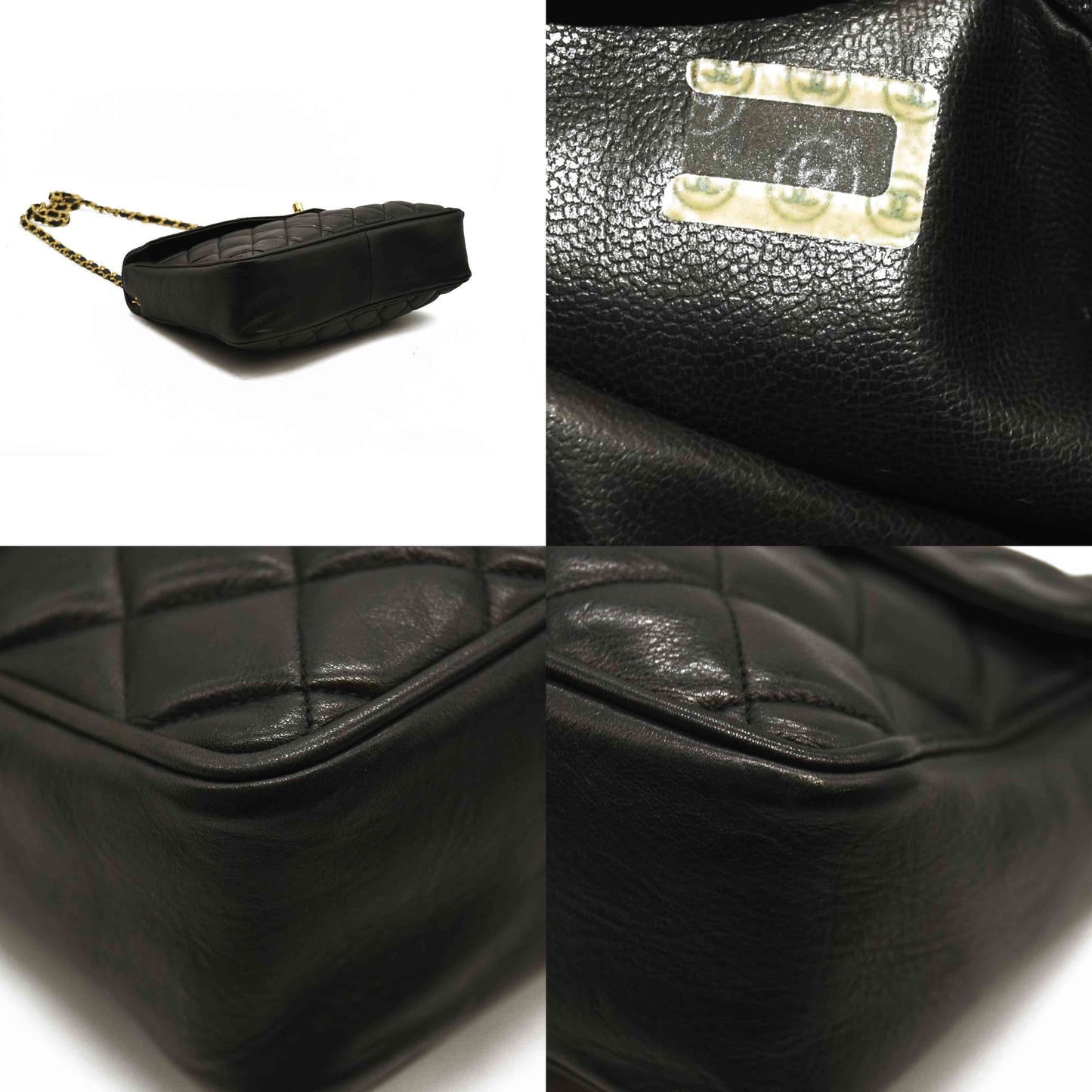 Chanel  Lambskin Diamond Stitch Envelope Single Flap Black