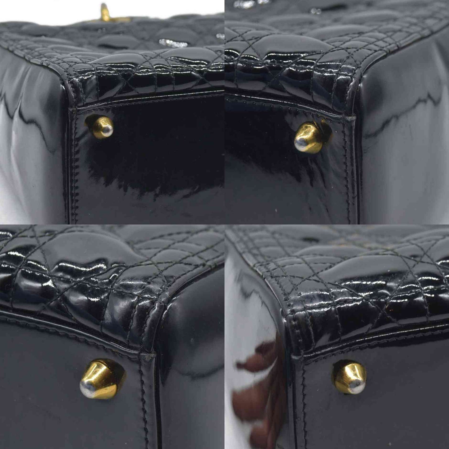 $6460 Christian Dior  Patent Cannage Large Lady Dior Black