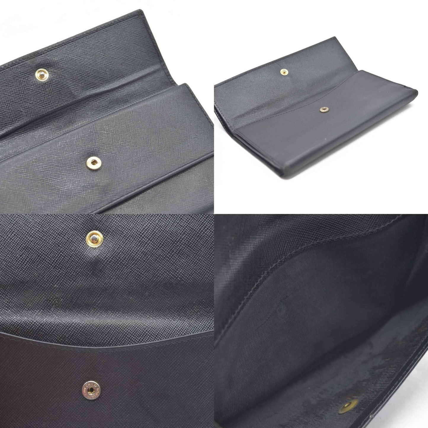 Prada Saffiano Tessuto Nylon Saffiano Tri-Fold Wallet Black