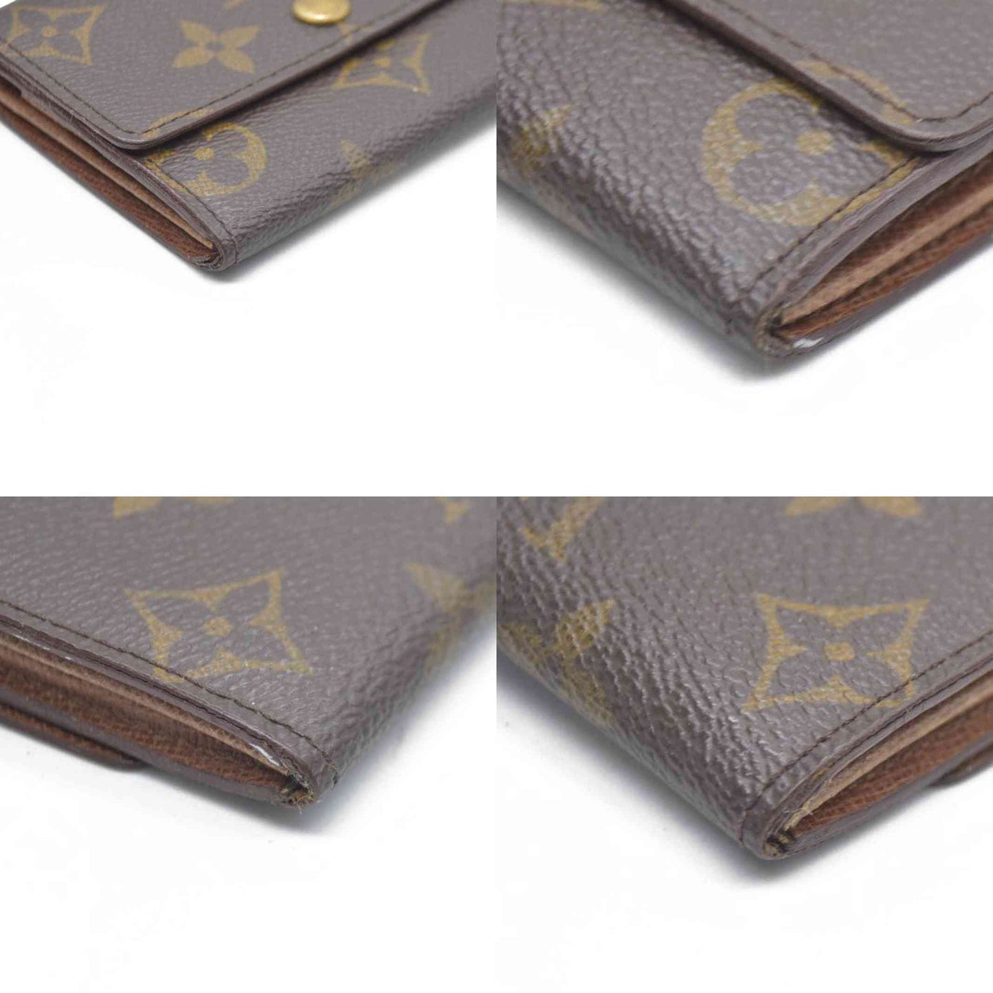 Louis Vuitton Monogram Porte Monnaie Plat Coin Purse Wallet Brown