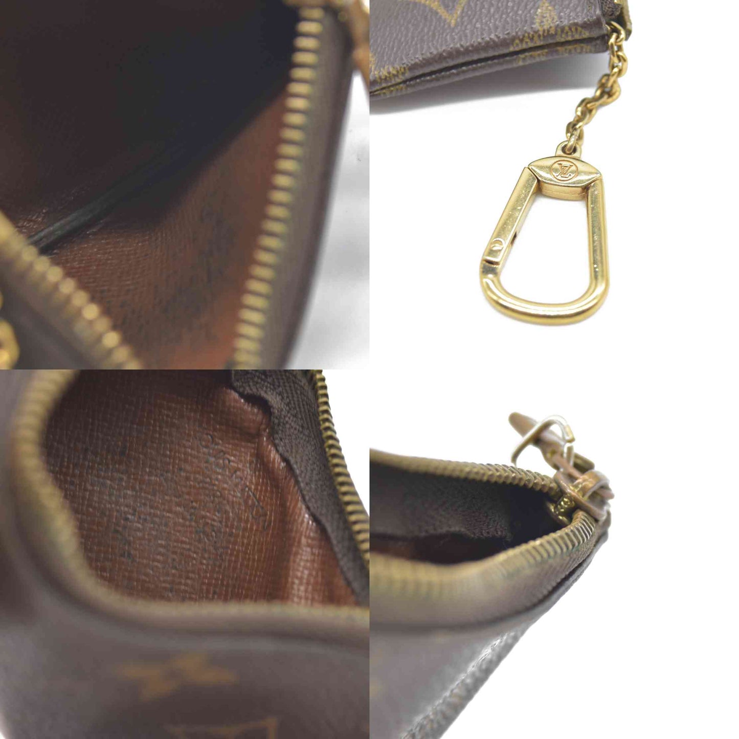AUCTION $345 Louis Vuitton Monogram Pochette Cles Wallet Coin Purse Brown