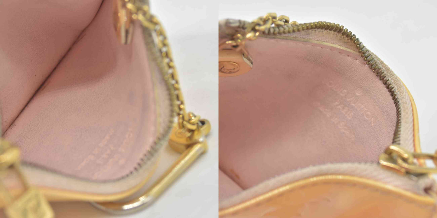 $390 2004 DAMAGED Louis Vuitton Monogram Vernis Pochette Cles Wallet Coin Purse CA0074