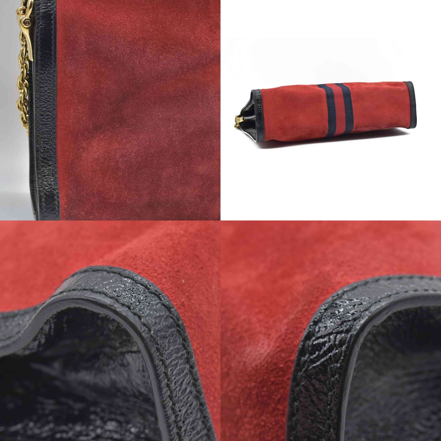 $2050 Gucci Double G Ophidia Small Suede Red