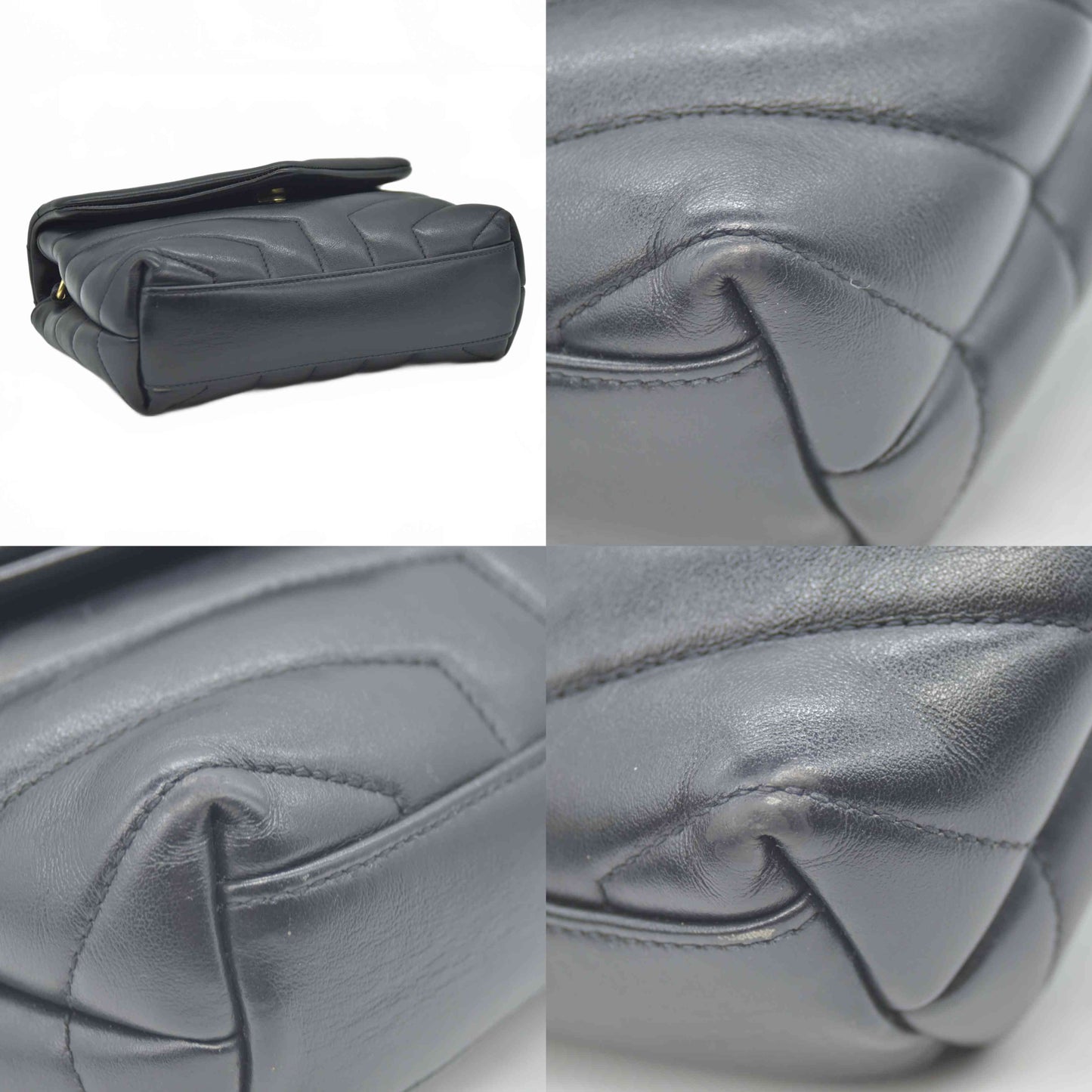 $1990 2021 Saint Laurent Calfskin Y Quilted Monogram Toy Loulou Crossbody Bag Black