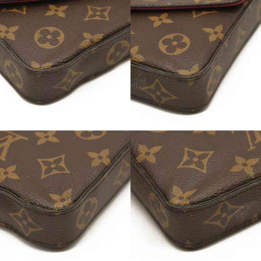 LOUIS VUITTON Monogram Pochette Felicie Chain Wallet Fuchsia  TJ1157