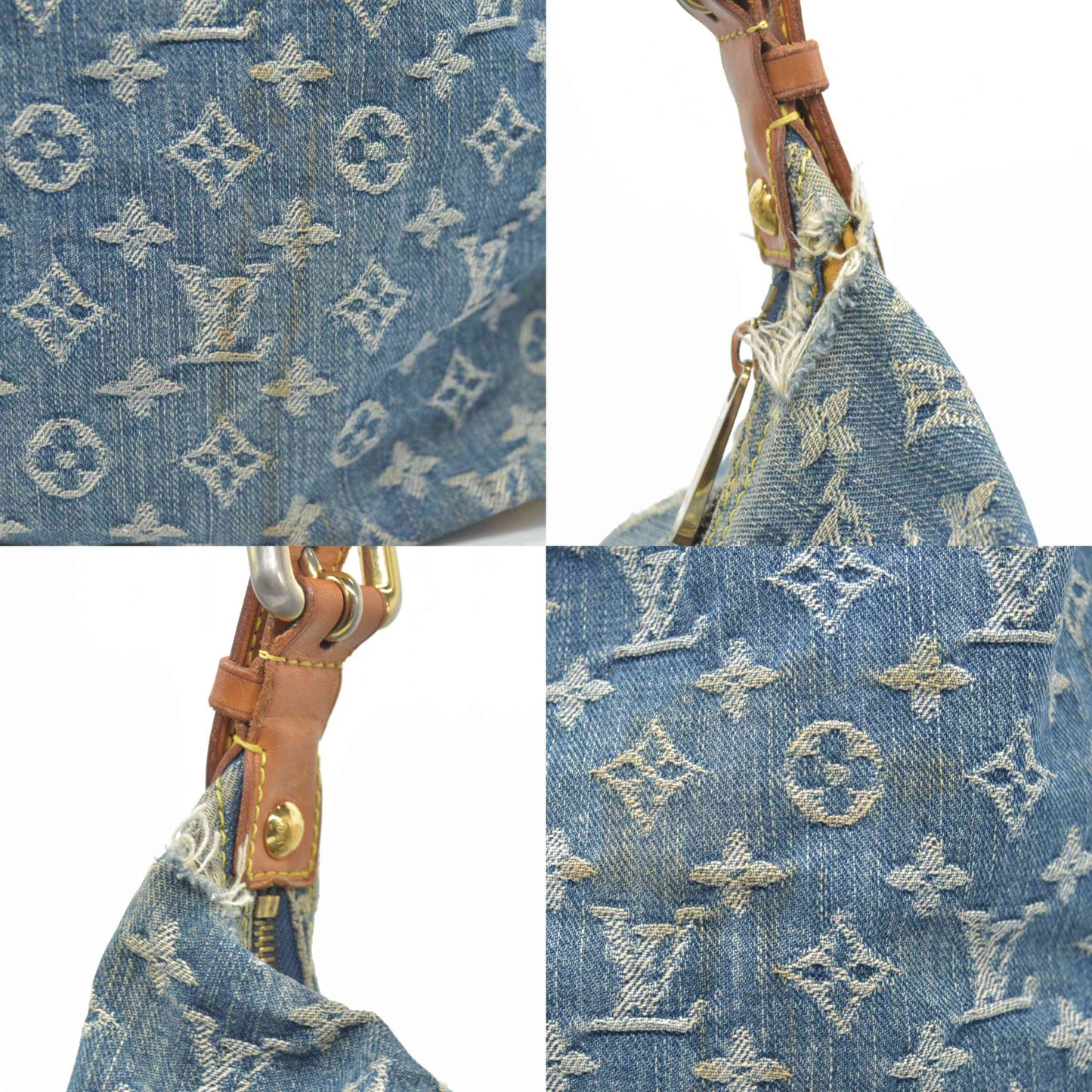 $2280 Louis Vuitton Denim Baggy GM Blue DAMAGED CONSIGNMENT 2005