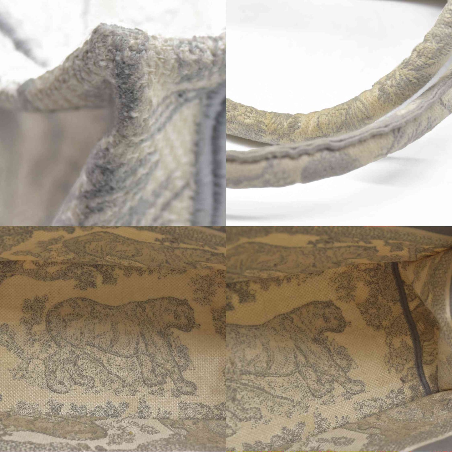 $3350 CHRISTIAN DIOR Canvas Embroidered Medium Dioriviera Toile De Jouy Book Tote Gray CONSIGNMENT