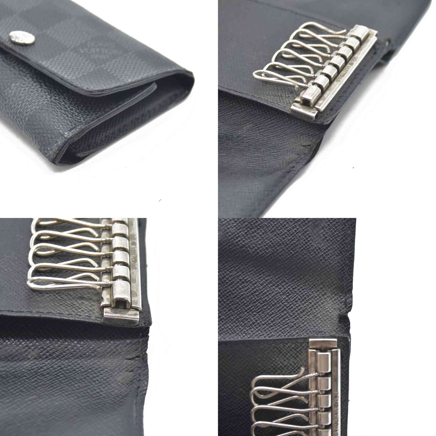 WELL WORN $345 Louis Vuitton Damier Graphite Multicles 6 Ring Key Case Black CT3180 2010