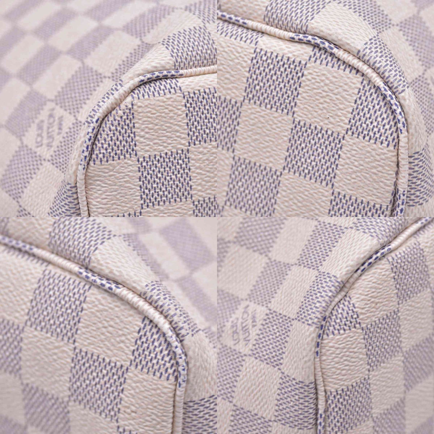 $2240 Louis Vuitton Damier Azur Neo Neverfull MM Rose Ballerine with Pouch RFID