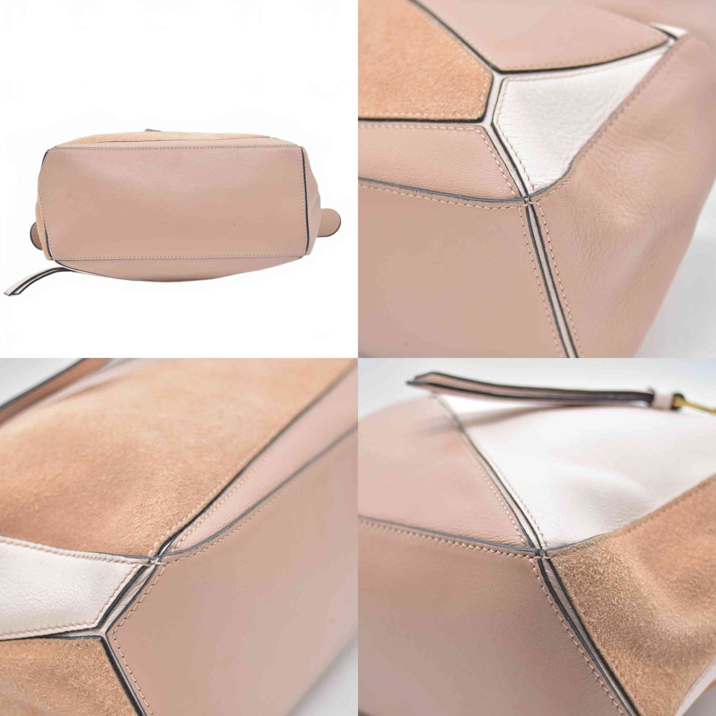 $3850 2017 Loewe Calfskin Suede Small Puzzle Bag Blush