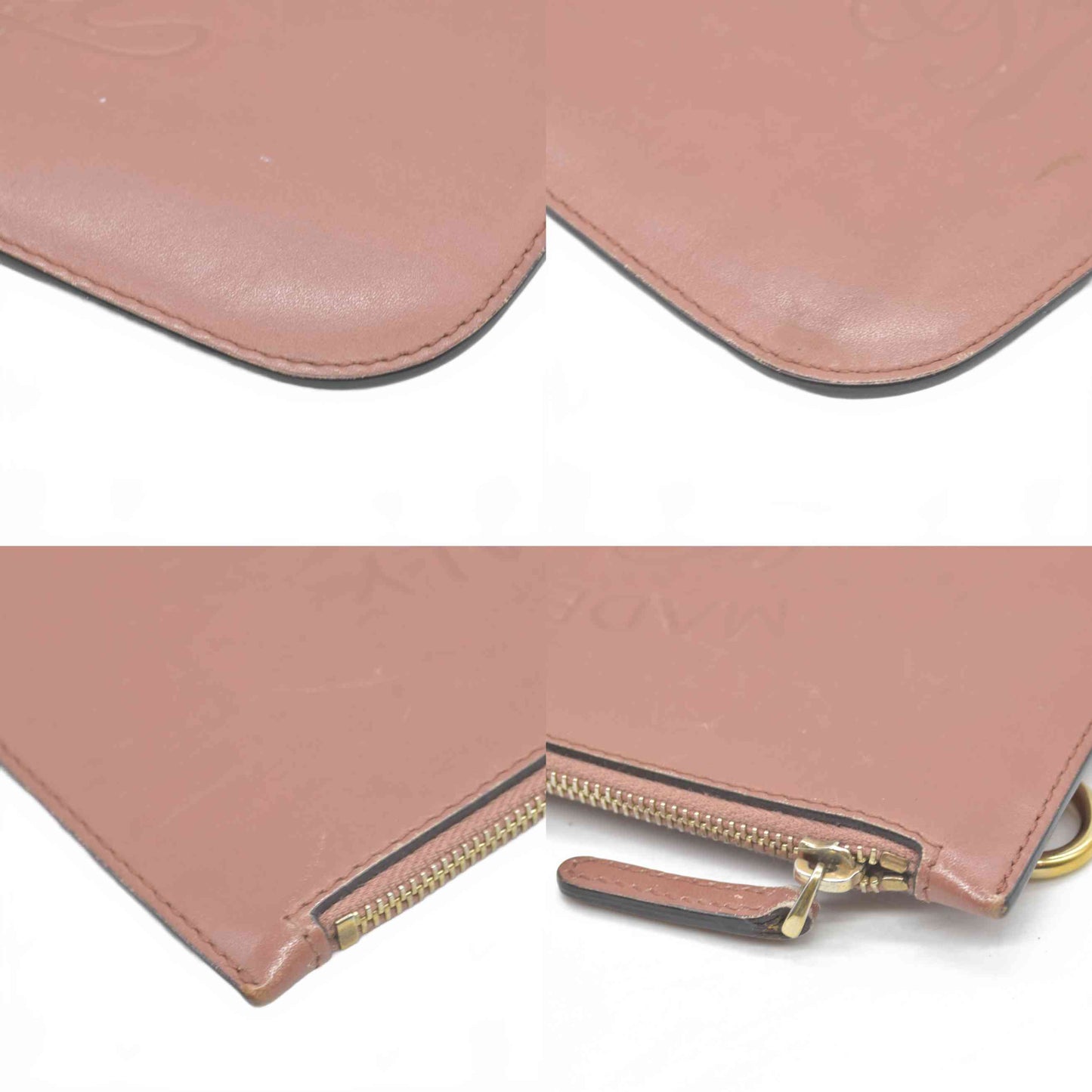 GUCCI GUCCI Swing Logo Leather Cosmetic Pouch Bag Brown