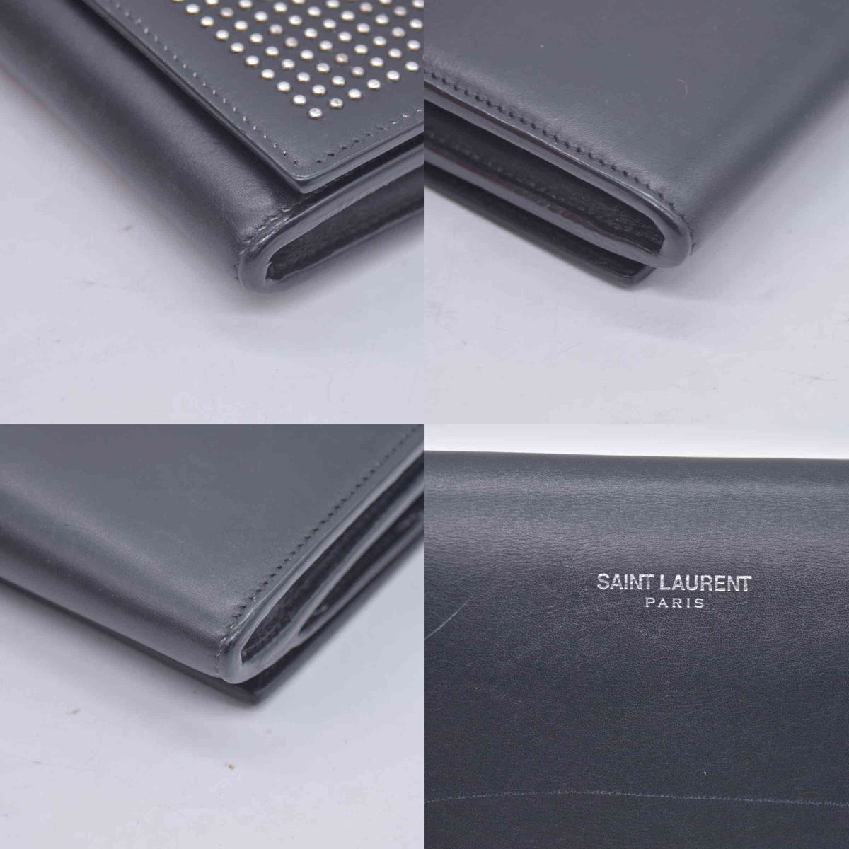 $1250 Yves Saint Laurent YSL Saint Laurent Studded Long Wallet CONSIGNMENT 10020881