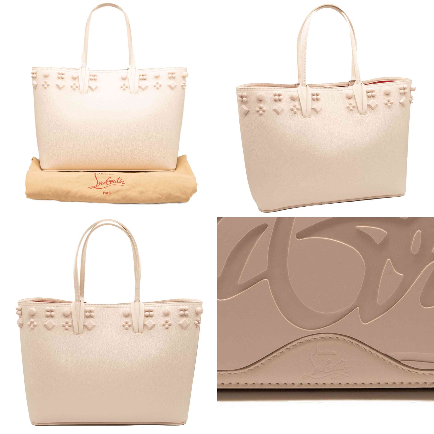 NEW $1890 Christian Louboutin Cabata Empire Spike Studded Leather Tote Bag