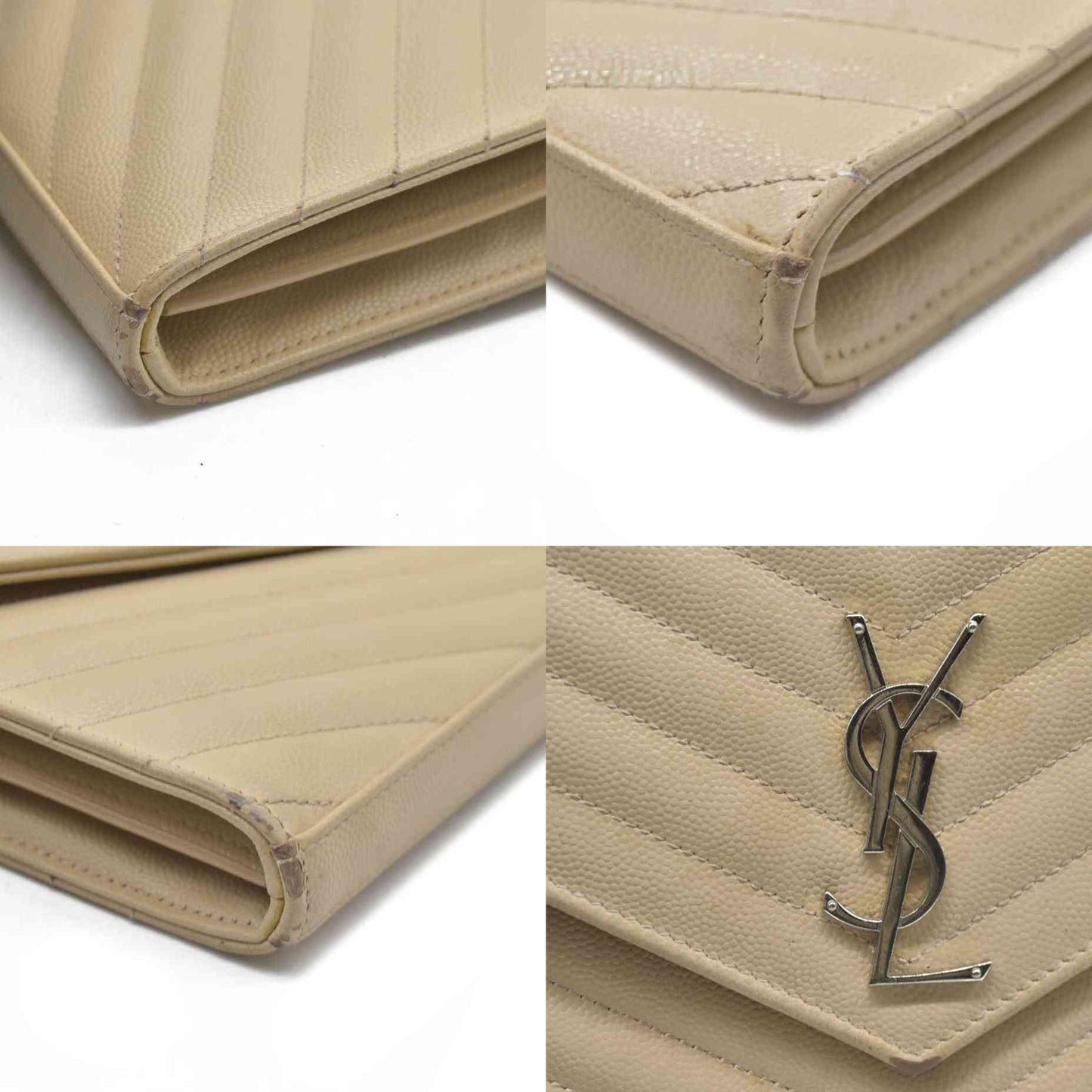 $1590 Saint Laurent Chevron Envelope Small Beige