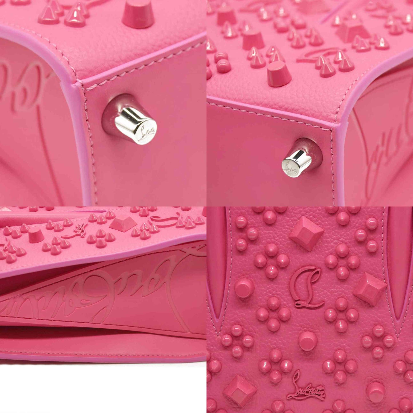 CHRISTIAN LOUBOUTIN  Calfskin Spikes Loubinthesky Mini Paloma Fuchsia