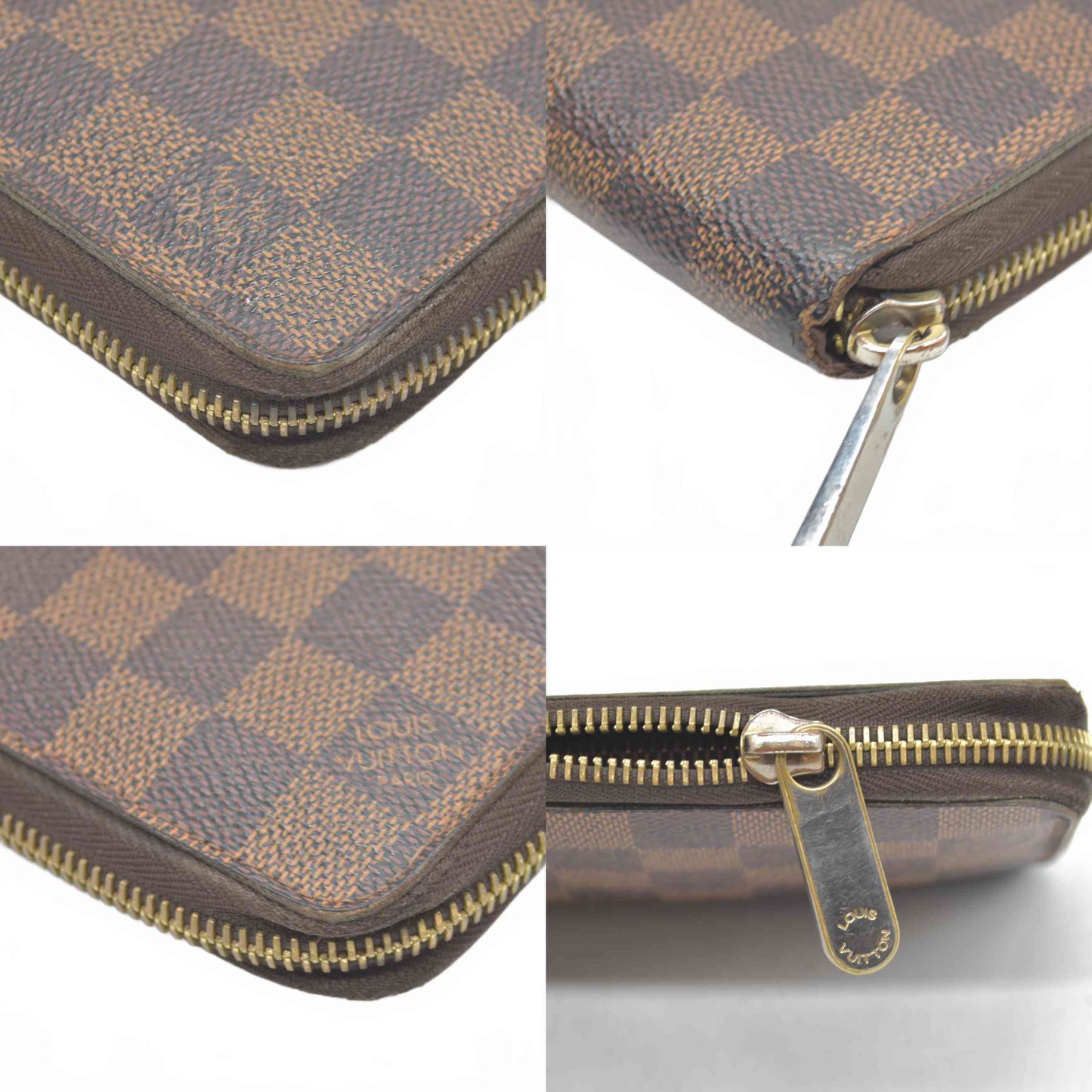 Louis Vuitton Damier Zippy Zip Around Long Wallet Purse Brown MI1146