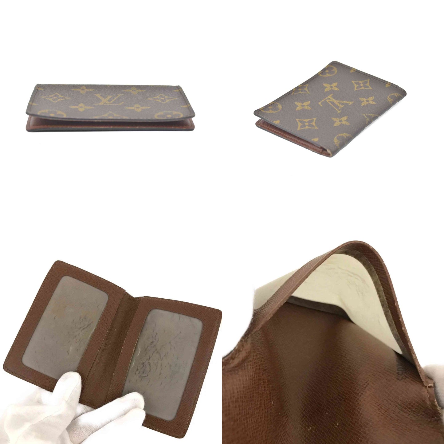$535 2003 Louis Vuitton Monogram Porte 2 Cartes Vertical Pass Card Case Brown CA0053
