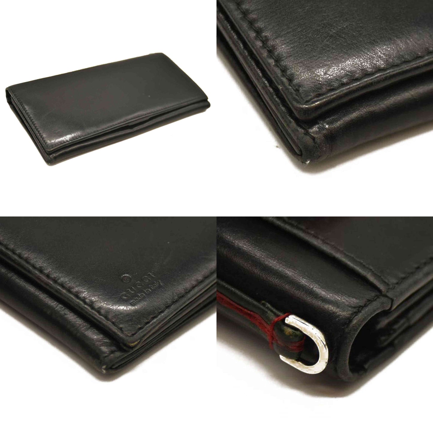 GUCCI Logo Leather Long Bifold Wallet Black