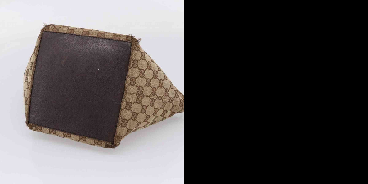 $850 Gucci Beige/Ebony GG Canvas Small Tote Bag
