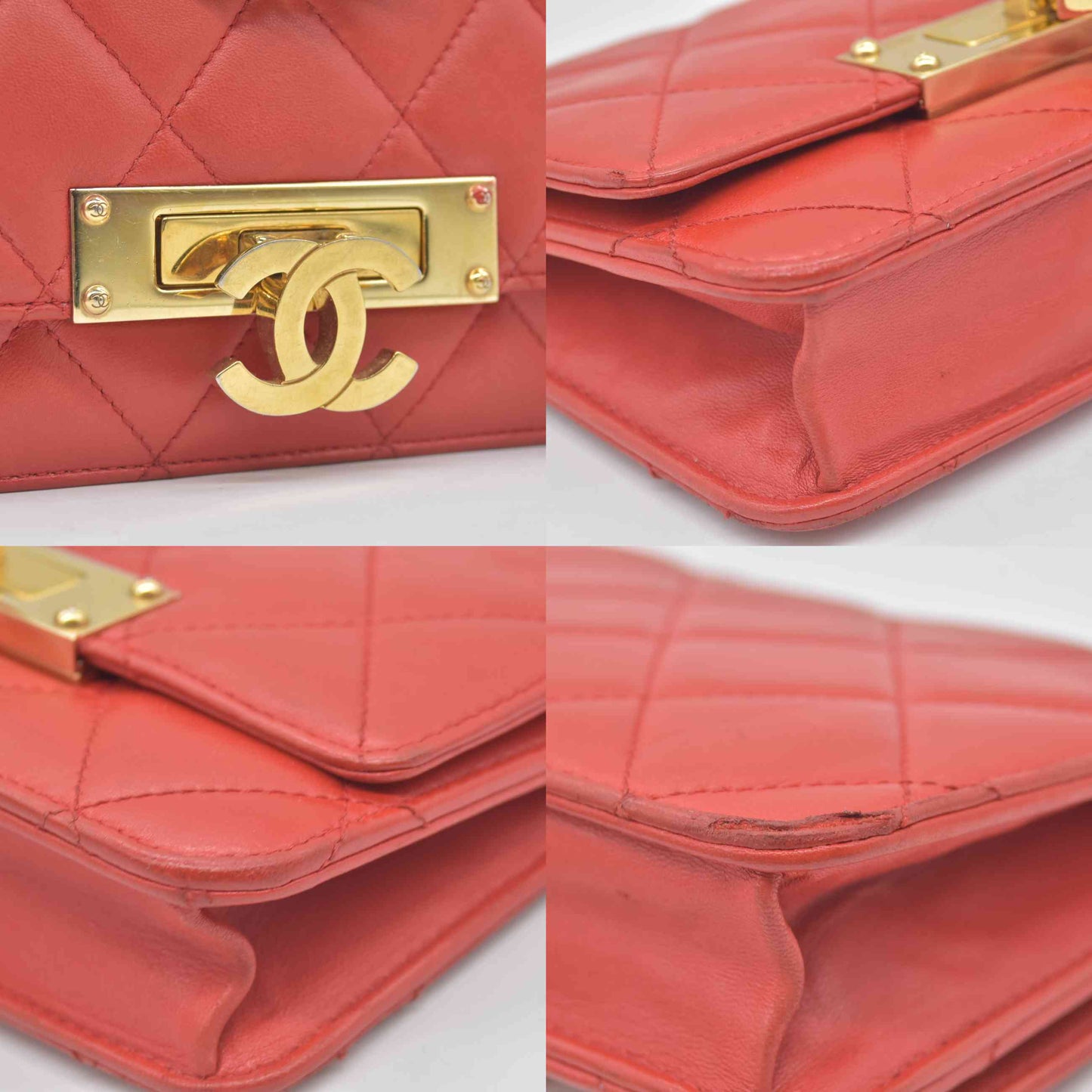 $3495 Chanel  Golden Class Wallet On Chain 2015 Red