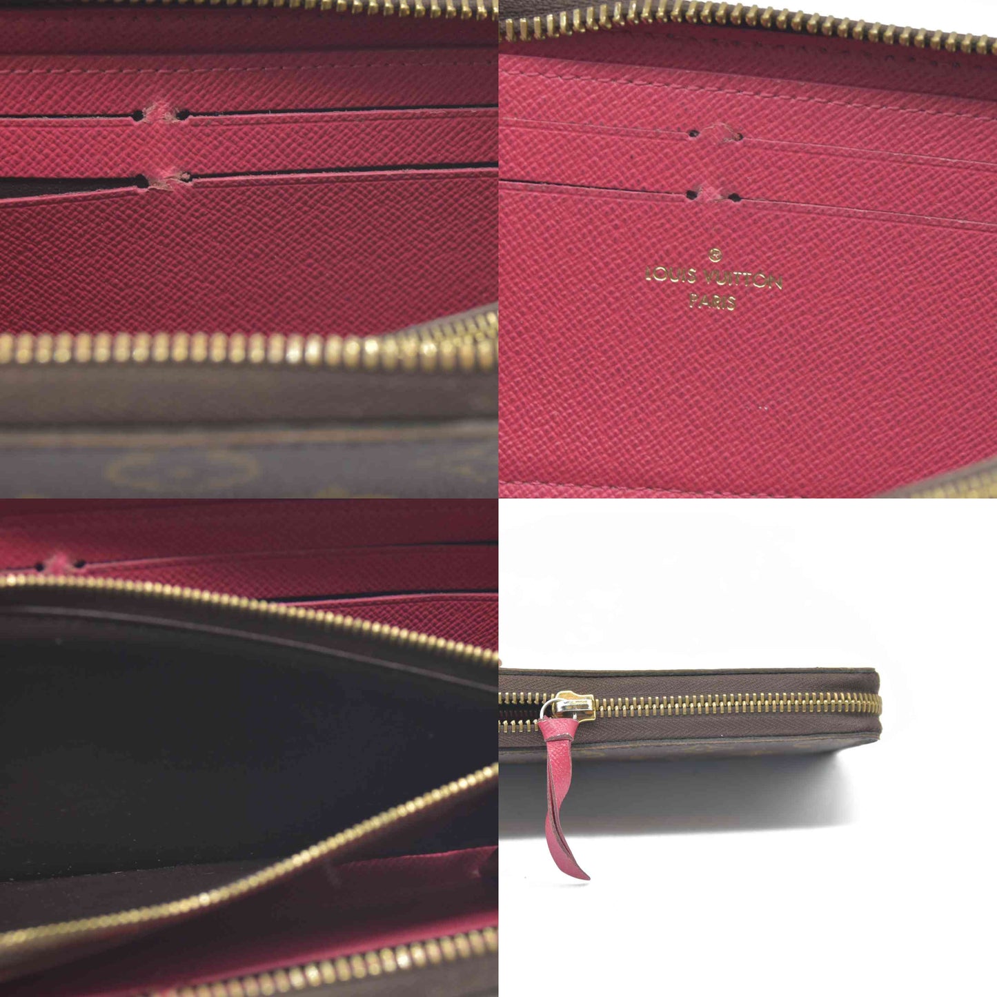 $605 Louis Vuitton  Monogram Clemence Wallet Fuchsia SD1108 2018