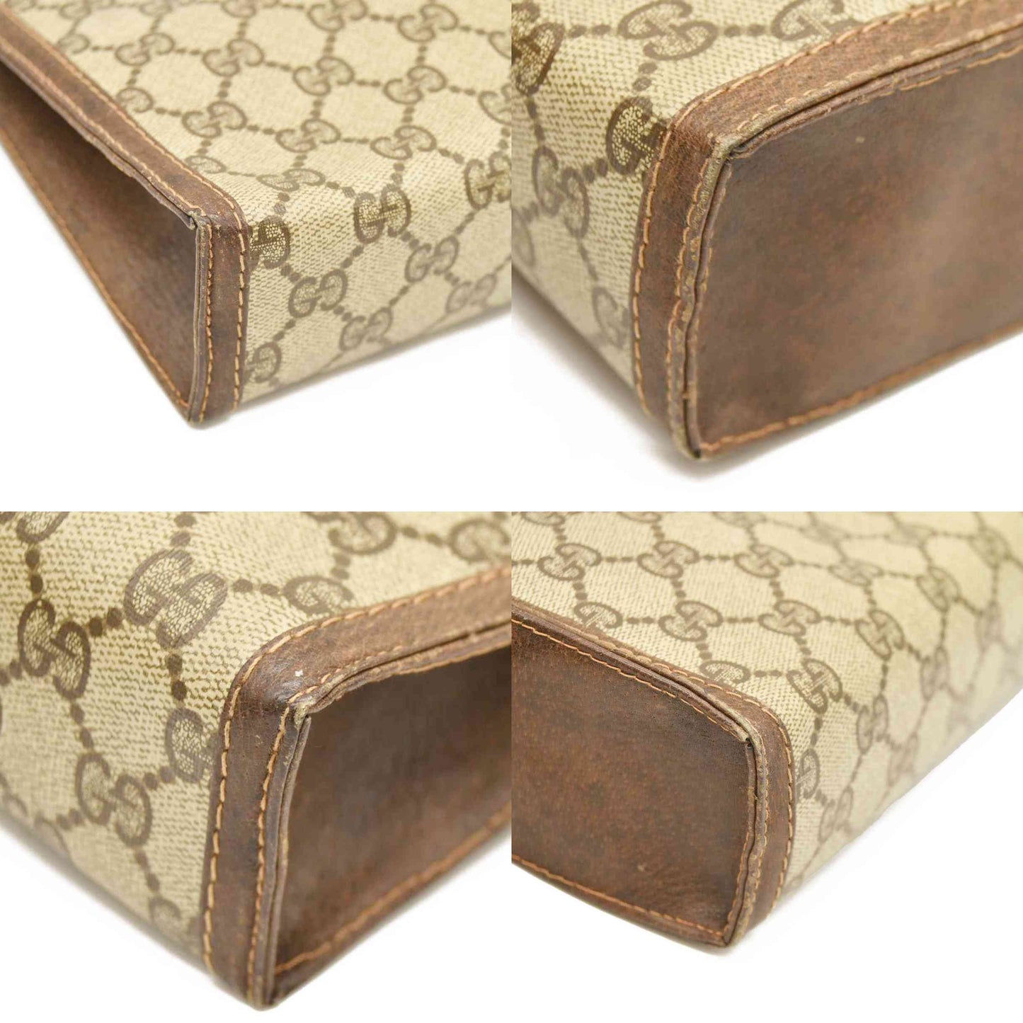 Vintage GUCCI GG Logo PVC Clutch Bag Beige