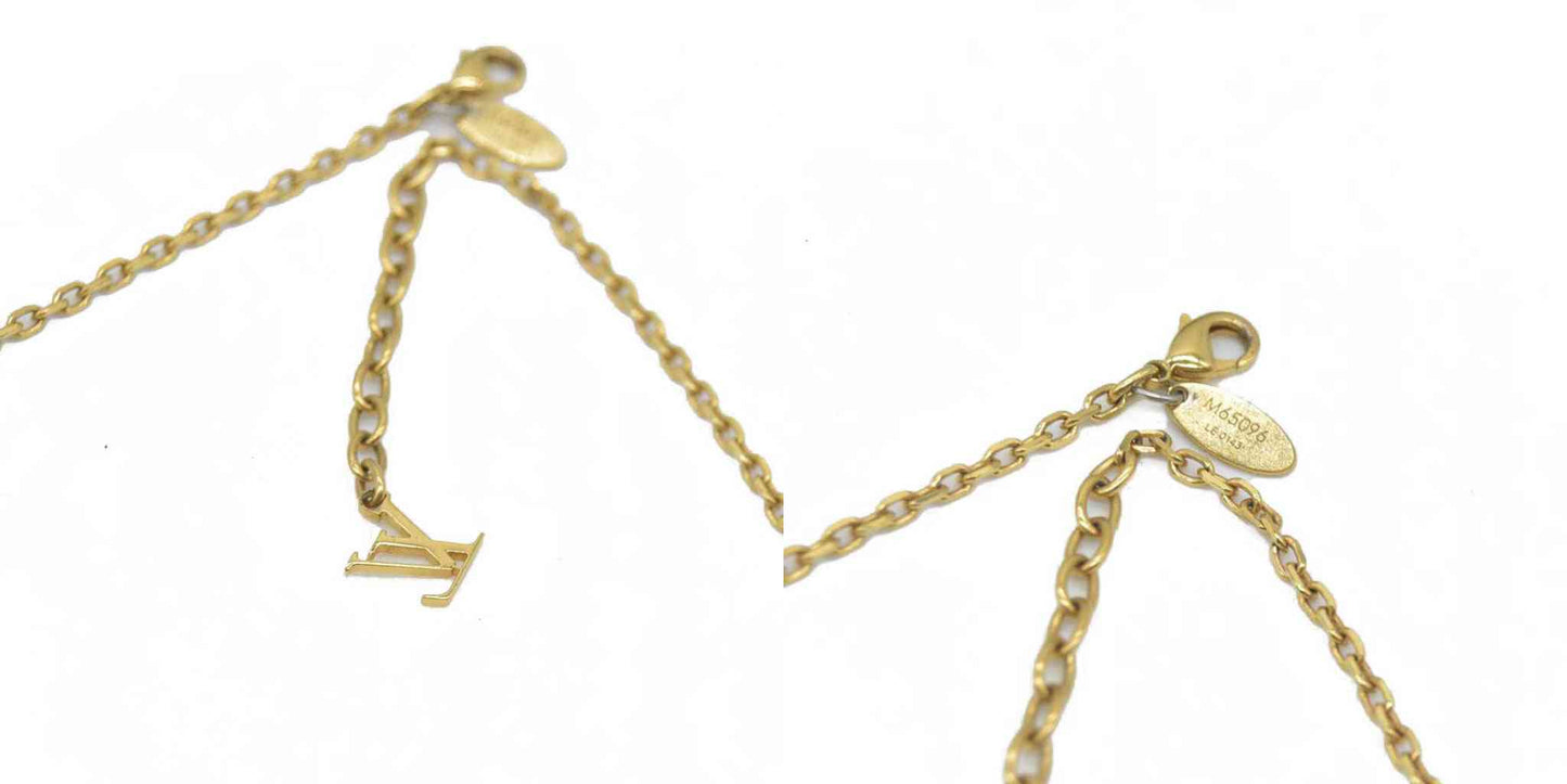 $385 Louis Vuitton Crystal Gambles Station Necklace