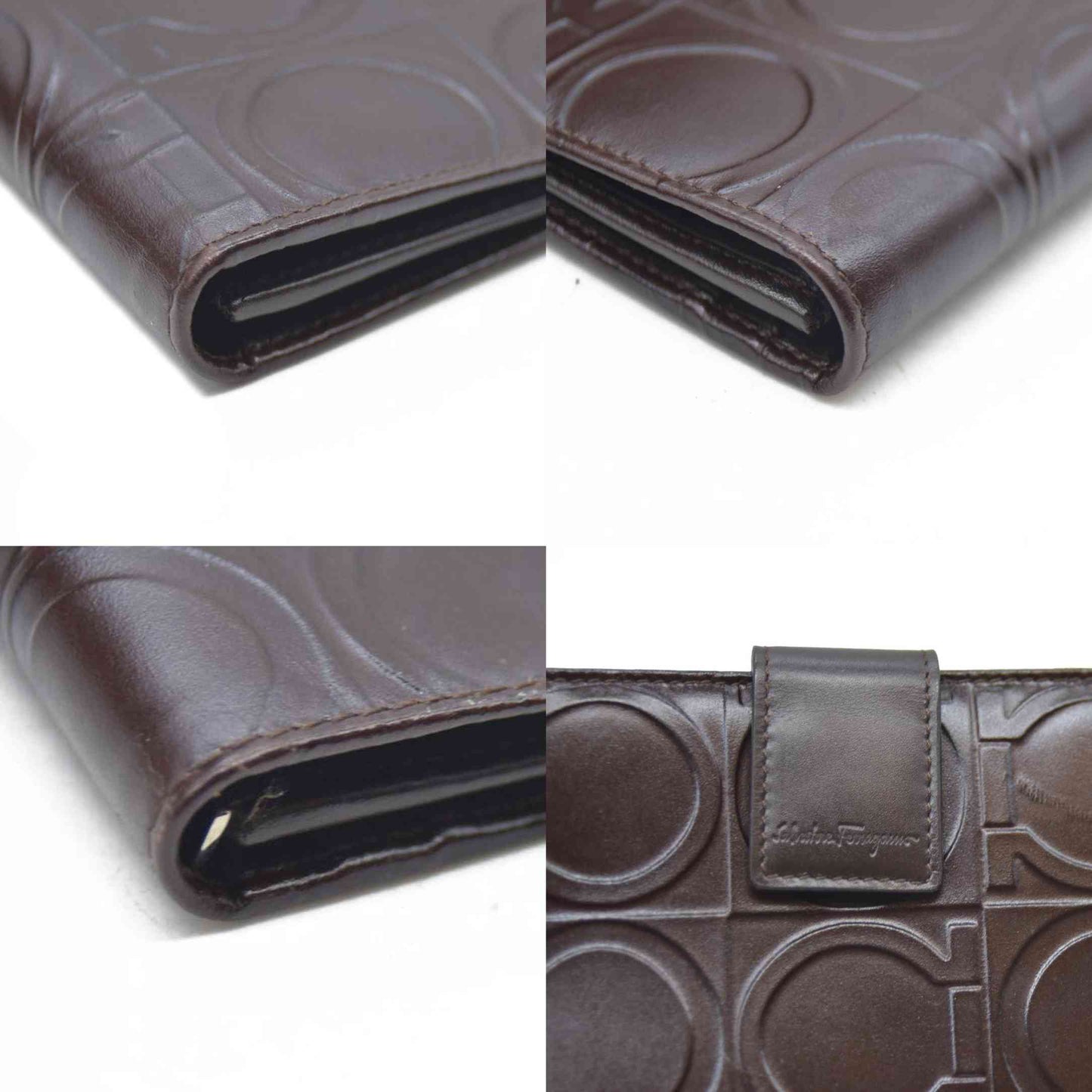 Salvatore Ferragamo Gancini  $795 Leather Long Bifold Wallet Brown/7BH0196