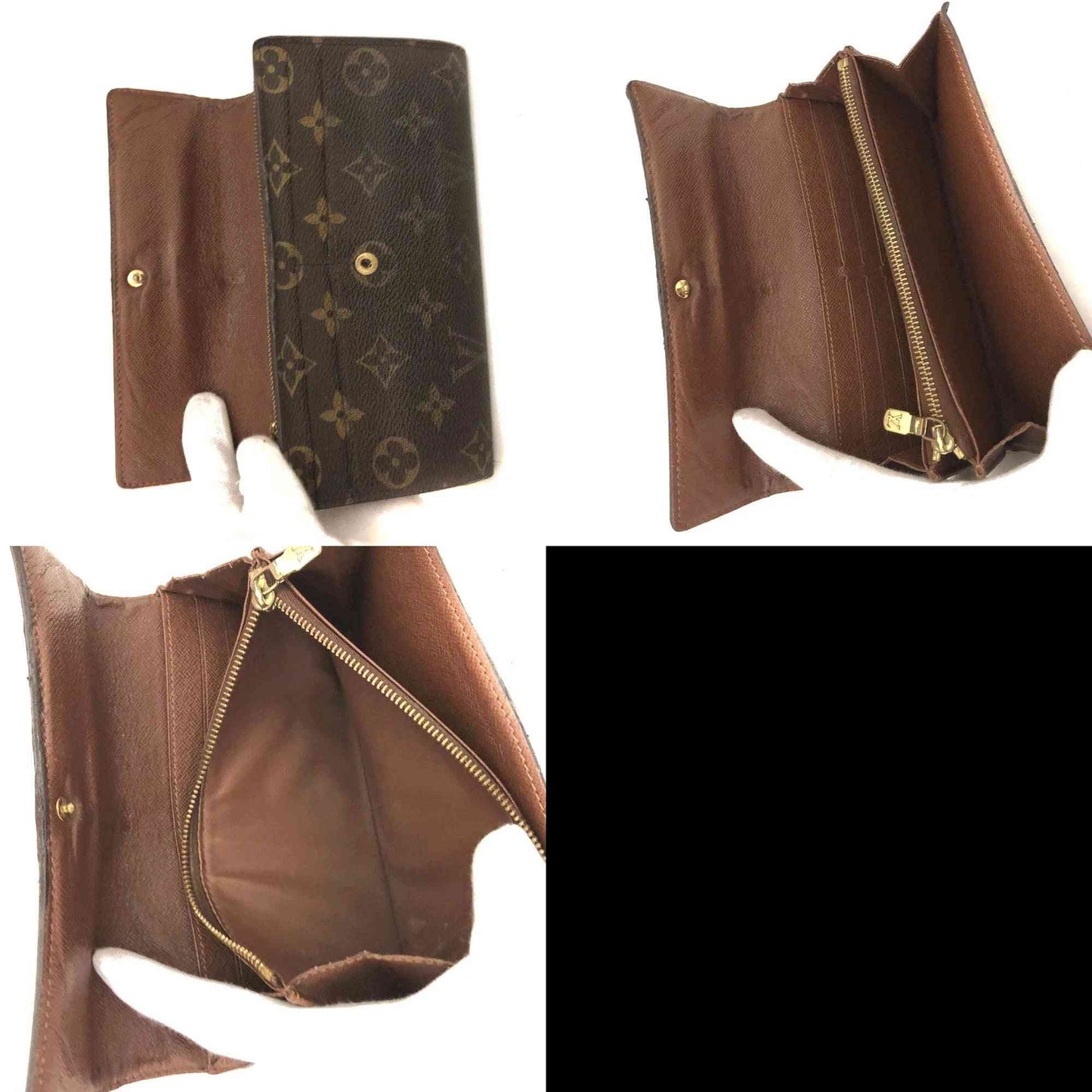 Louis Vuitton Monogram Portefeiulle Sarah Long Bifold Wallet Brown CT1026