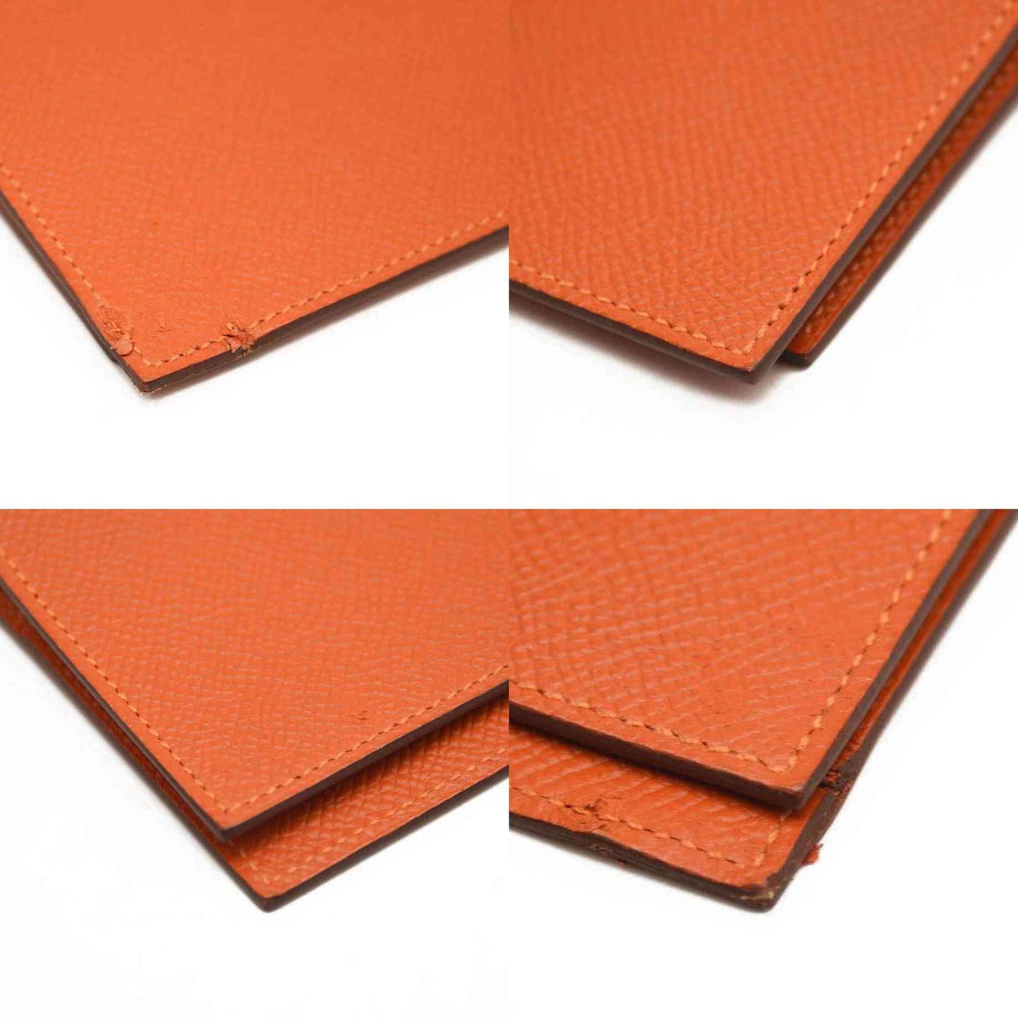 HERMES Epsom Vision II Passport Holder Orange Poppy