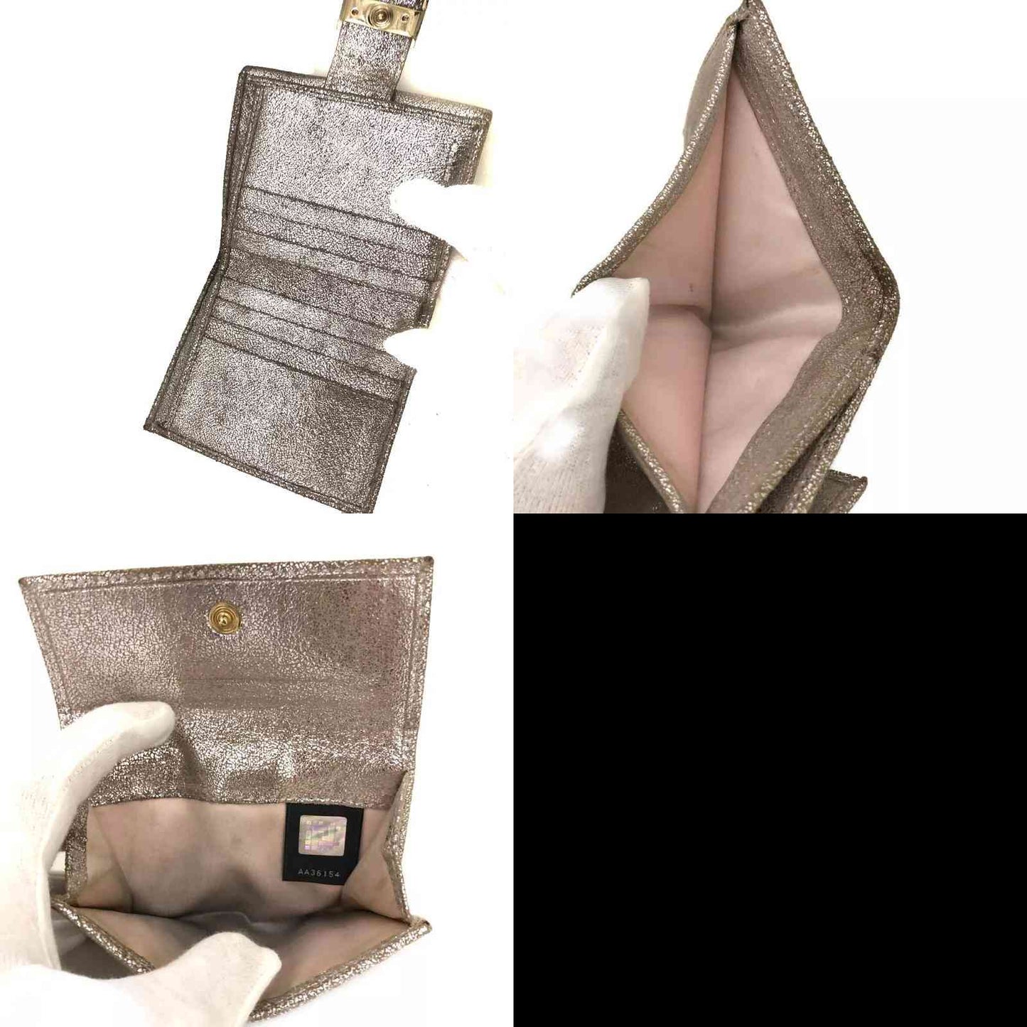 Fendi  Metallic Zucca Wallet Gold Silver