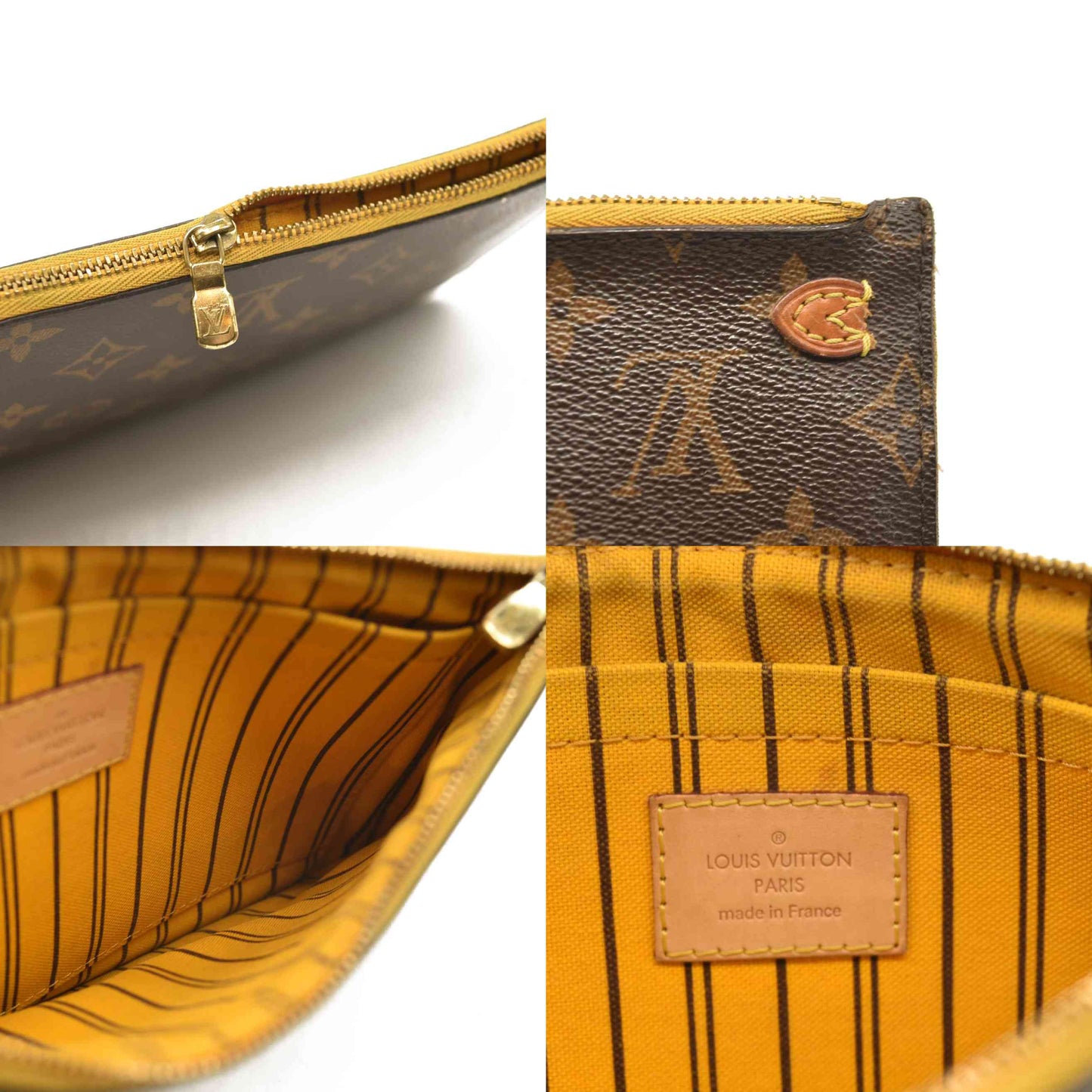 Louis Vuitton Neverfull MM Monogram Mimosa Pouch Clutch TJ2134