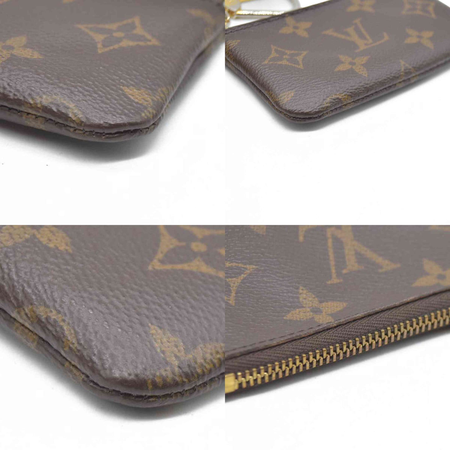 $345 Louis Vuitton Monogram Pochette Cles Wallet Coin Purse Brown
