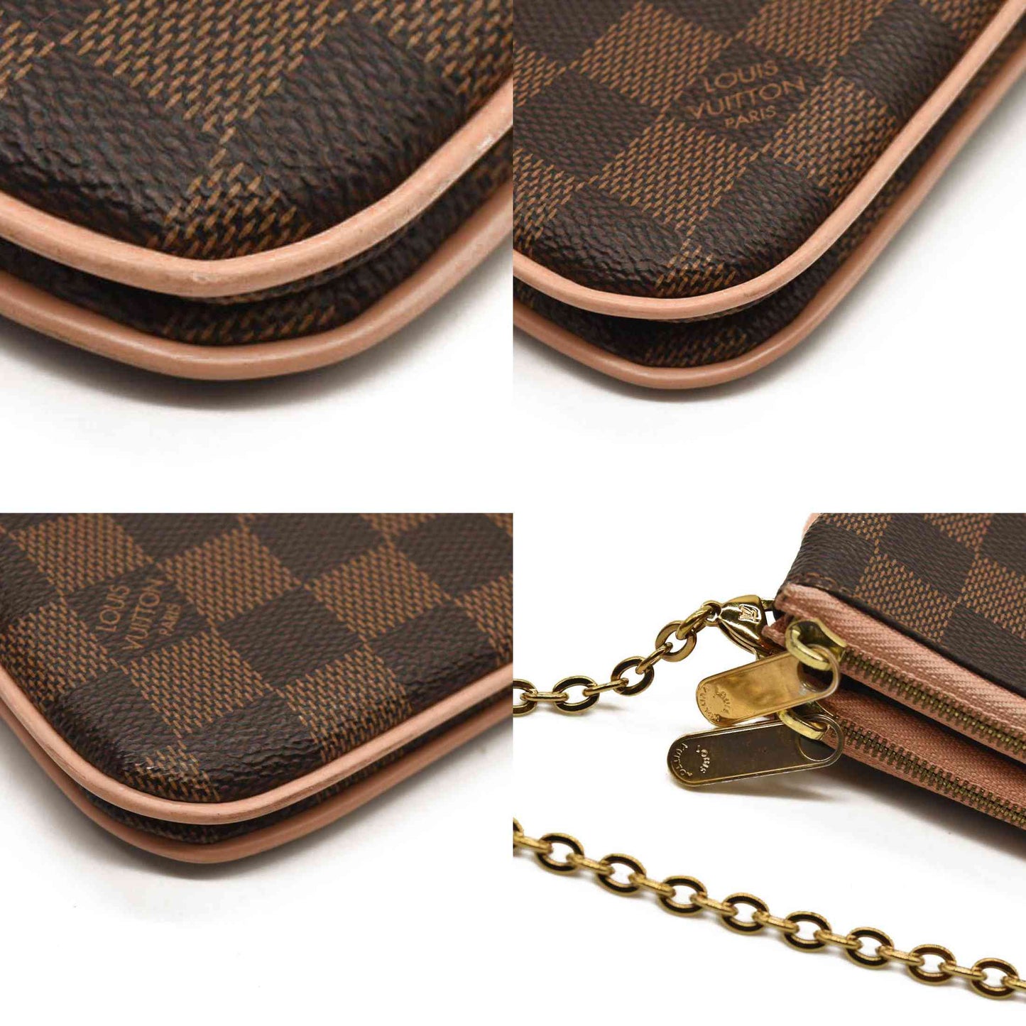 LOUIS VUITTON  Damier Ebene Double Zip Pochette